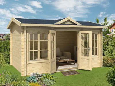 Gartenhaus Blockbohlenhaus Kensington 44 mm naturbelassen Produktbild #2