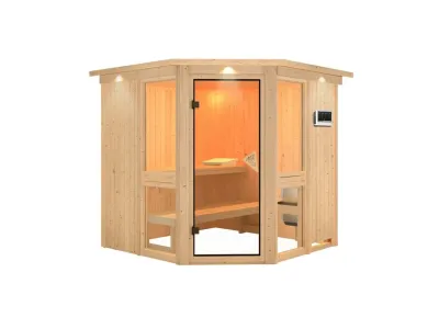 Sauna Amelia 2 mit bronzierter Ganzglastür Produktbild #13