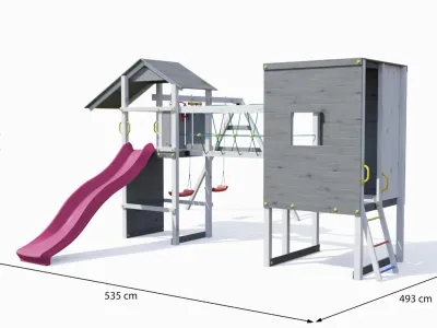 Spielturm Smart 5 Cube grau-weiß inkl. Rutsche pink Produktbild #2