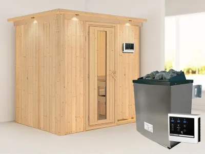 Sauna Systemsauna Bodin mit Dachkranz, inkl. 9 kW Ofen mit externer Steuerung Produktbild #1