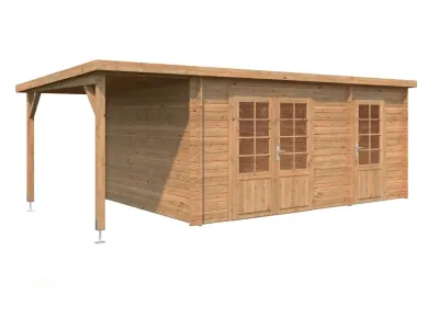 Gartenhaus Blockbohlenhaus Ella 13,1+3,9 m² 28 mm braun tauchimprägniert Produktbild #2