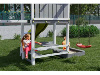 Spielturm Smart 1 Bridge grau/weiß inkl. Rutsche gelb Produktbild #4