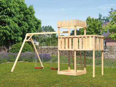 Spielturm Ritterburg Löwenherz SET naturbelassen Produktbild #1