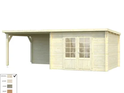 Gartenhaus Blockbohlenhaus Ella 8,7+8,2 m² 28 mm naturbelassen Produktbild #6