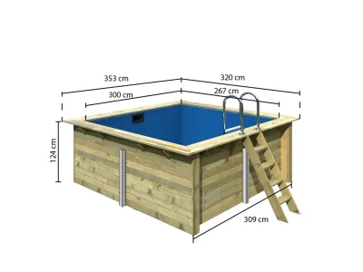 Massivholzpool Rechteck Pool 1 Sparset inkl. Poolterrasse Front, Filteranlage und Technikbox Produktbild #5