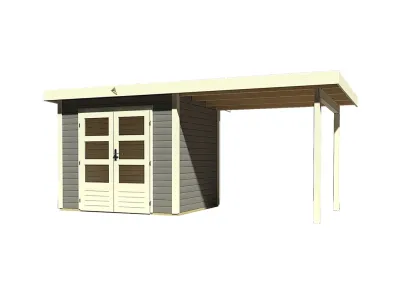 Gartenhaus Kolding 1 28 mm terragrau inkl. Anbaudach 2,4 m Produktbild #8