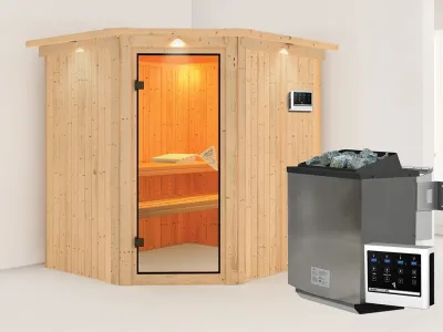 Sauna Systemsauna Siirin mit Dachkranz, inkl. 9 kW Bio-Ofen mit externer Steuerung Produktbild #1