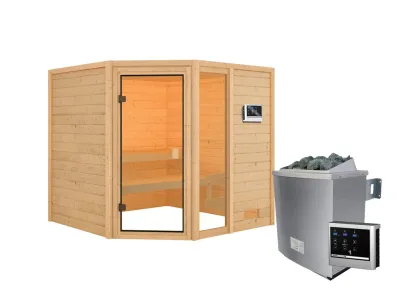 Sauna Tabea mit bronzierter Glastür + 9 kW Saunaofen ext. Strg. Produktbild #5