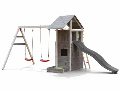 Spielturm Smart 7 grau-weiß inkl. Rutsche grau Produktbild #7