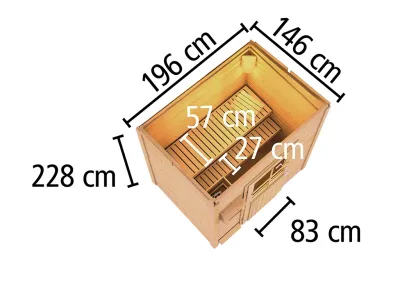 Saunahaus Lene 1, 38 mm, naturbelassen mit Glastür Produktbild #2