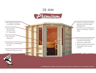 Sauna Massivholzsauna Marona 40 mm mit bronzierter Glastür Produktbild #6