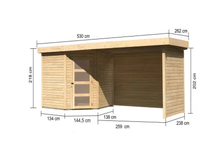 Gartenhaus SET Schwandorf 5 19 mm naturbelassen, inkl. 2,8 m Anbaudach + Seiten- und Rückwand Produktbild #9