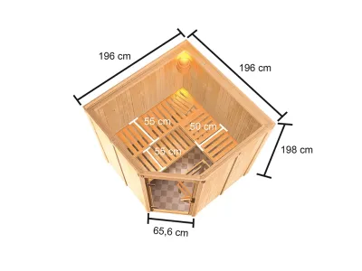 Elementsauna 68 mm Celine 3 SPARSET inkl. 6,8 kW Saunaofen Glow und ext. Steuerung Produktbild #4