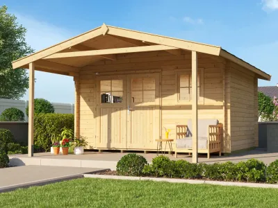 Gartenhaus Blockbohlenhaus 111 A Gr. 3 28 mm naturbelassen Produktbild #1