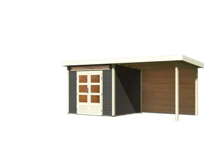 Gartenhaus SET Kandern 6 28 mm terragrau, inkl. 3,2 m Anbaudach + Rückwand Produktbild #6
