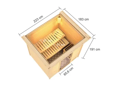 Sauna Adelina mit bronzierter Glastür und Dachkranz + 9 kW Saunaofen ext. Strg. Produktbild #7