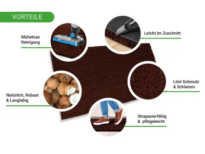 Kokosmatte Braun Fußmatte Fußabtreter Schmutzfangmatte Türmatte Fußabstreifer Produktbild #3