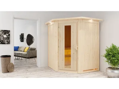 Sauna Systemsauna Larin mit Dachkranz, inkl. 9 kW Bio-Ofen mit externer Steuerung Produktbild #10