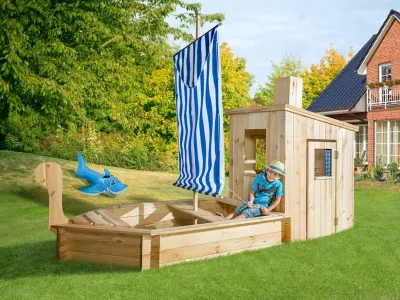 Sandkasten Sandkastenschiff 196 A naturbelassen inkl. Kajüte Produktbild #1