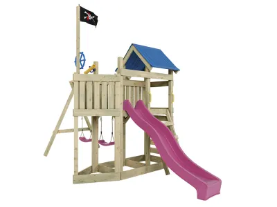 Spielturm Pirat Captain Snappy KDI mit Doppelschaukel inkl. Rutsche pink + Sitze pink Produktbild #6