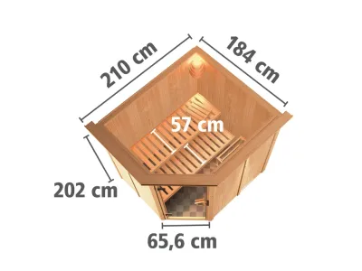 Systemsauna Siirin mit Dachkranz, Holztür mit Isolierglas Produktbild #3