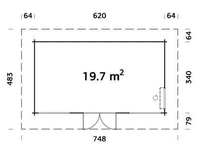 Gartenhaus Blockbohlenhaus Heidi 19,7 m² 70 mm naturbelassen Produktbild #3