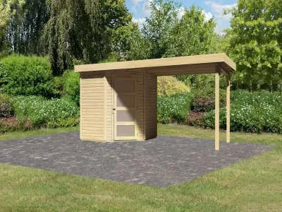 Gartenhaus SET Schwandorf 3 19 mm naturbelassen, inkl. 2,8 m Anbaudach Produktbild #2