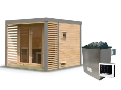 Saunahaus Ares 3 38 mm naturbelassen / graualuminium Produktbild #4
