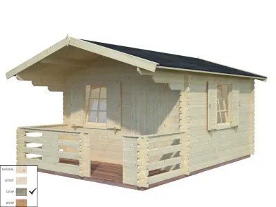 Gartenhaus Blockbohlenhaus Sylvi 10,4+4,2 m² 34 mm grau tauchimprägniert Produktbild #2