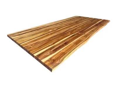 Tischplatte mit Waldkante aus Teak Produktbild #6