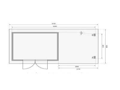 Gartenhaus Blockbohlenhaus SET Bastrup 7 28 mm naturbelassen, inkl. 3 m Anbaudach + Seiten-/Rückwand Produktbild #7