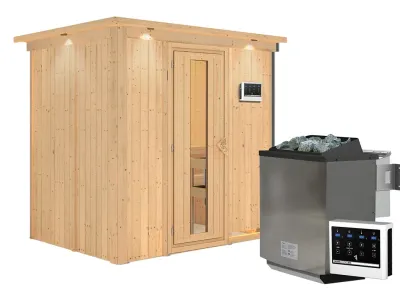 Sauna Systemsauna Bodin mit Dachkranz, inkl. 9 kW Bio-Ofen mit externer Steuerung Produktbild #3