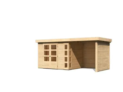 Gartenhaus SET Kerko 5 19 mm naturbelassen, inkl. 2,4 m Anbaudach + Seiten- und Rückwand Produktbild #2