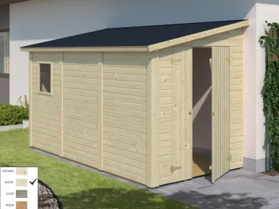 Gerätehaus Anlehnhaus Blockbohlenhaus Mia 5,2 m² 16 mm transparent tauchimprägniert Produktbild #2