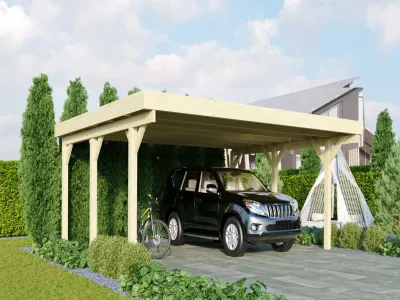 Carport Doppel 1 CLASSIC inkl. 0,5 mm Stahldachplatte Produktbild #1