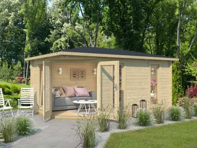 Gartenhaus Blockbohlenhaus Edinburgh 2 40 mm naturbelassen Produktbild #1