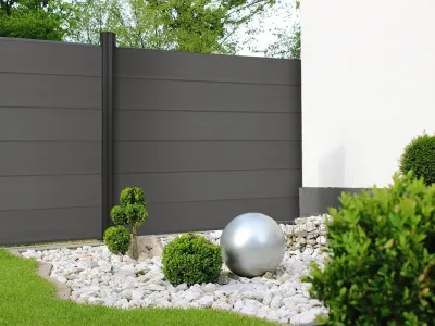XL Bohlenset für WPC Steckzaunsystem Schwarz Produktbild #3