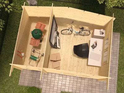Gartenhaus Blockbohlenhaus Keiko 34 mm naturbelassen Produktbild #3