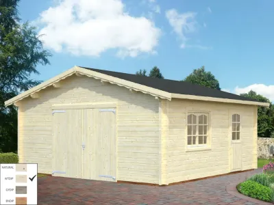 Garage Roger 27,7 m² mit Holztor 70 mm transparent tauchimprägniert Produktbild #1