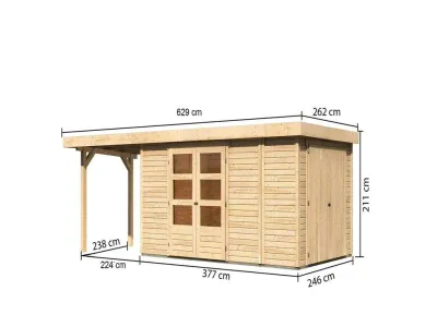 Gartenhaus SET Retola 6 19 mm naturbelassen, inkl. 2,4 m Anbaudach + Anbauschrank Produktbild #4