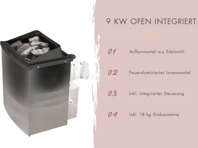 Massivholzsauna Sonara mit Dachkranz Klarglas Ganzglastür Produktbild #9