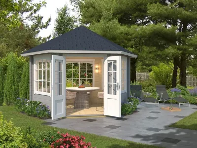 Pavillon Gartenlaube Ilmenau lichtgrau Produktbild #1