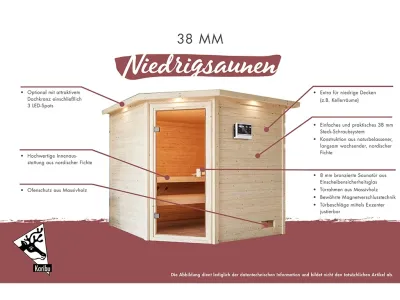 Sauna Adelina mit bronzierter Glastür + 9 kW Bio-Kombiofen ext. Strg. Produktbild #10