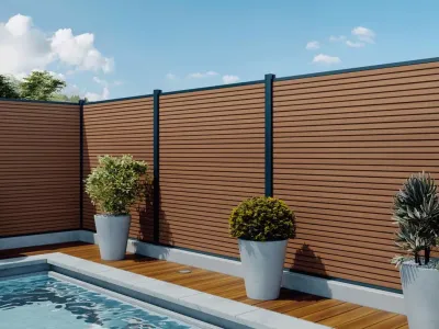 WPC Modern Fence Board Teak Produktbild #3