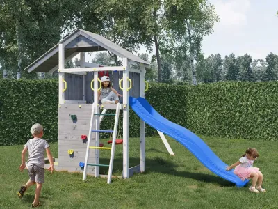 Spielturm Smart 2 grau-weiß inkl. Rutsche blau Produktbild #2