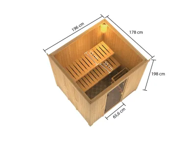 Elementsauna 68 mm Celine 2 SPARSET inkl. 6,8 kW Saunaofen Glow und ext. Steuerung Produktbild #2