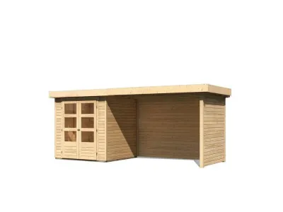 Gartenhaus SET Askola 2 19 mm naturbelassen, inkl. 2,8 m Anbaudach + Seiten- und Rückwand Produktbild #10