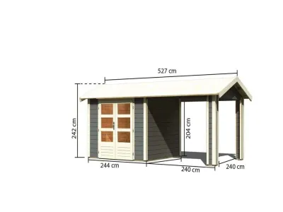 Gartenhaus SET Theres 3 28 mm terragrau inkl. 2,6 m Dachausbauelement Produktbild #9