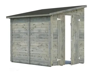 Gerätehaus Blockbohlenhaus Mia 3,4 m² 16 mm grau tauchimprägniert Produktbild #1