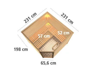Sauna Massivholzsauna Leona graphit Ganzglastür + 9 kW Saunaofen mit ext. Strg Produktbild #6